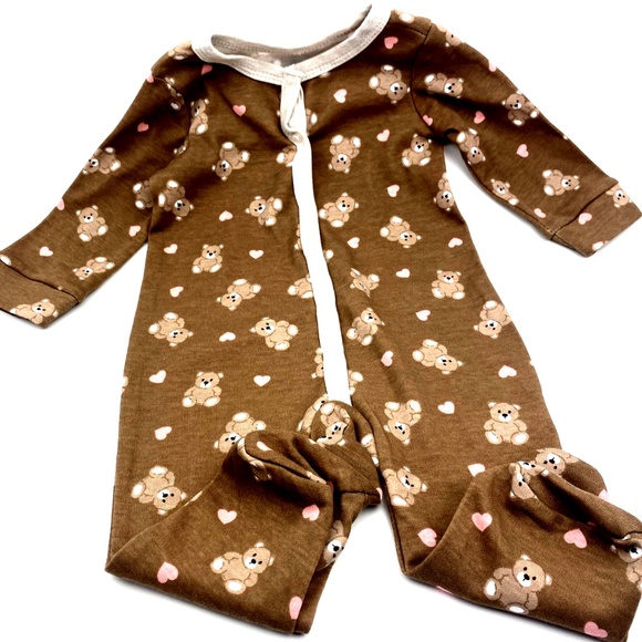 Little Lass Baby Girls Size 3/6m The Snuggle is Real Matching 3pc Set Bear Heart - Picture 2 of 8